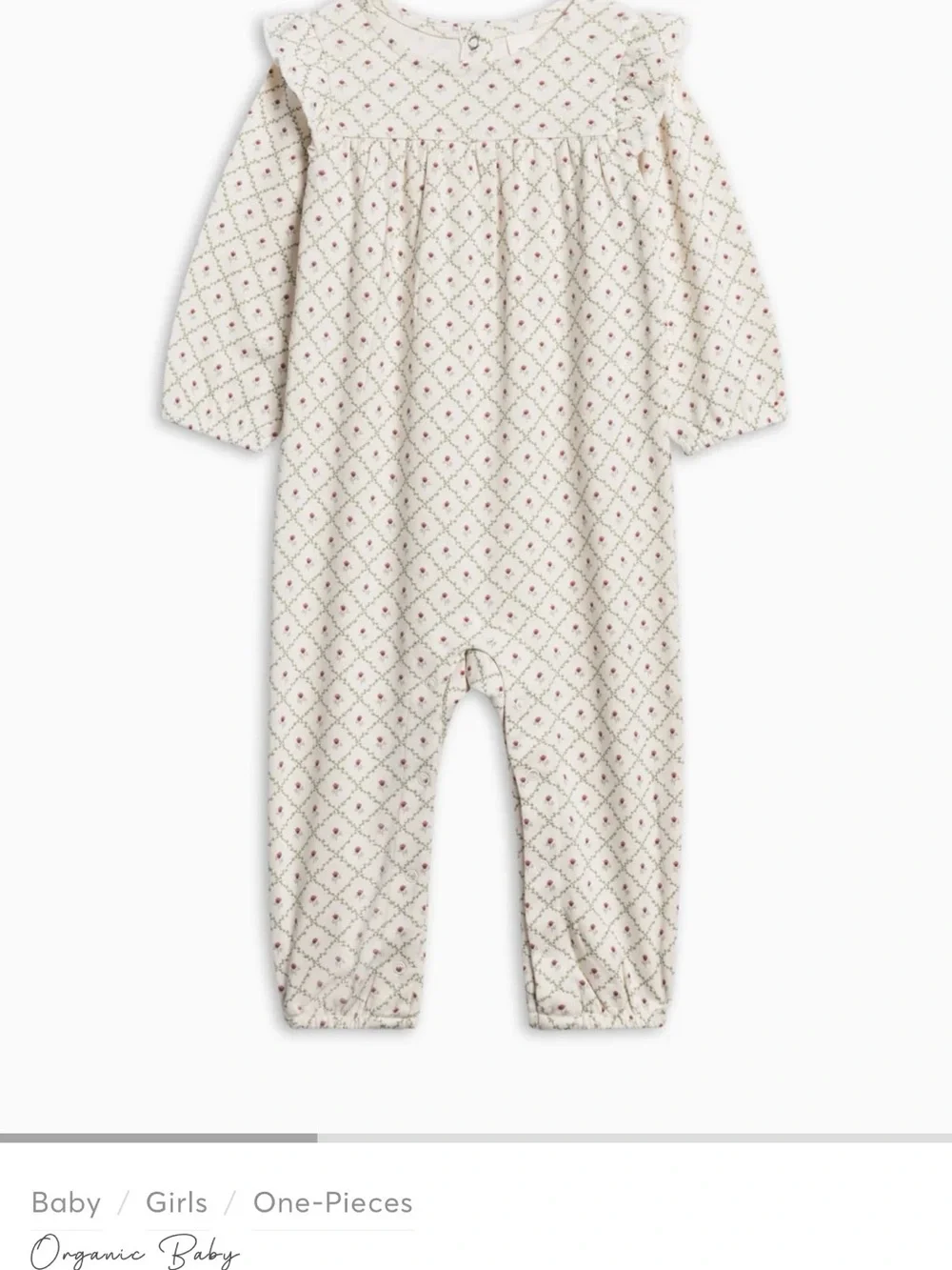 Colored Organics Floral Cream Long-Sleeve Romper 6-12M
